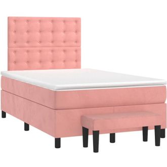 vidaXL Vidaxl - Cama Box Spring Con Colch&oacute;n Terciopelo Rosa 120x190 Cm