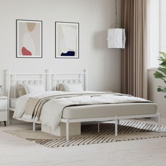 Berkfield Home Metal Bed Frame with Headboard White 160x200 cm