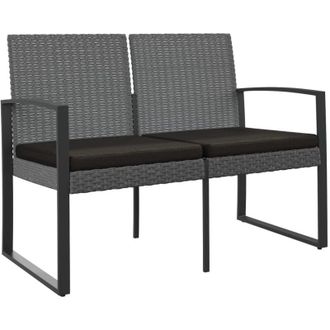 vidaXL Vidaxl - Banco Jard&iacute;n 2 Plazas Cojines Pp Aspecto De Rat&aacute;n Gris Oscuro