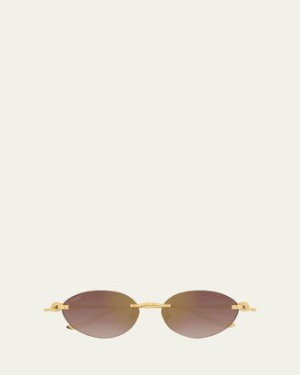 Cartier Panth&egrave;re Rimless Metal Oval Sunglasses