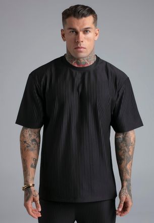 Siksilk Mens Black Plisse T-Shirt XXL
