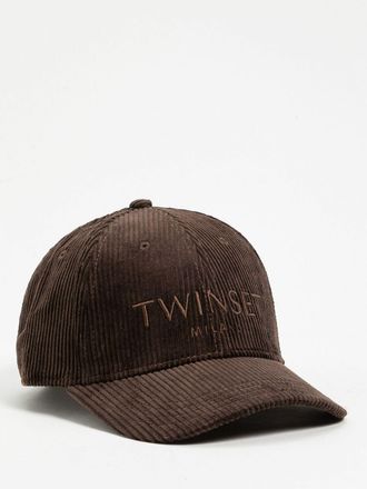 Twinset Cappello Twinset in velluto a coste con logo ricamato