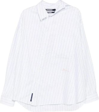 Jacquemus Katoenen overhemd met verticale strepen - Heren - Casual Overhemden - Wit - L - Katoen - Overhemden