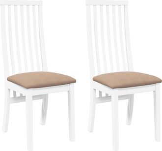 vidaXL Vidaxl - Sedie Da Pranzo Con Cuscini 2 Pz Bianco Legno Massello Di Hevea