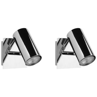 Beliani L&aacute;mparas De Pared Foco De Techo Ajustable Brillante De Metal Plateado Moderno Rosetta