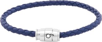 Montblanc Montblanc Steel & Blue Leather Bracelet, Size 63