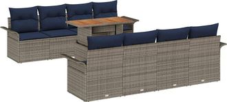 vidaXL Conjunto De Sof&aacute; De Jard&iacute;n 7 Uds. Gris Y Azul Marino Vidaxl