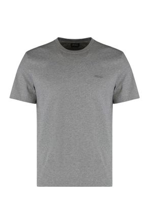 Ermenegildo Zegna Grey Round Neck Logo T-Shirt