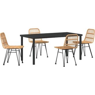 vidaXL Conjunto De Comedor De Jard&iacute;n 5 Pcs Marr&oacute;n Polirat&aacute;n Vidaxl