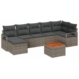 vidaXL Conjunto De Sof&aacute; De Jard&iacute;n 8 Pcs Gris Vidaxl