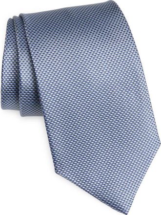 David Donahue Textured Solid Silk Tie in Gray at Nordstrom