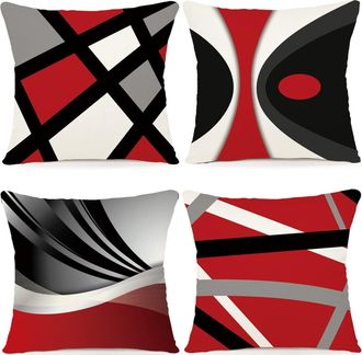 OEM Juego De 4 Fundas De Coj&iacute;n Con Estampado Geom&eacute;trico, 45 X 45 Cm, Fundas Decorativas De Coj&iacute;n Confeccionadas En Tejido De Mezcla De Algod&oacute;n Y Lino, Fun