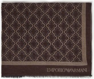 Emporio Armani Stola van viscose en modal met geometrisch patroon - Heren - Accessoires - Bruin - Maat: ONE Size Viscose