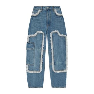Ganni Dames, Jeans, Blauw, Maat: W28 Katoen