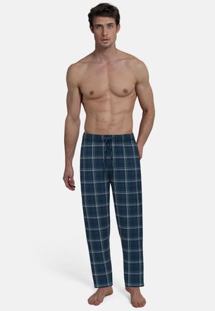 Tom Tailor Pyjamahose TOM TAILOR Milos, Herren, Gr. 50, N-Gr, blau (blau, mittel, karo), Obermaterial: 100% Baumwolle, kariert, bequem lang, Hosen Pyjamahose, la