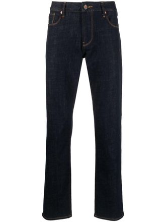 Emporio Armani dark-wash straight-leg jeans - men - Cotton/Polyester/Elastane - 38 - Blue