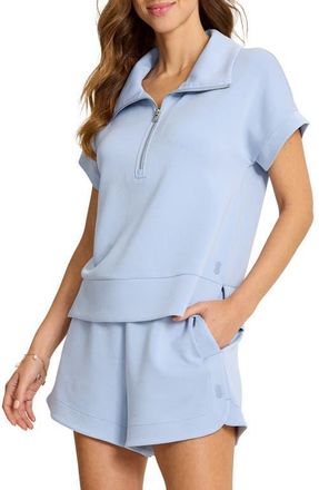 Tommy Bahama Palm Voyage Fleece Half Zip Pullover in Evertide at Nordstrom, Size X-Large