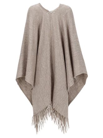 Brunello Cucinelli Linen Poncho Shawl - Beige