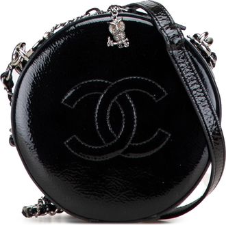 Chanel Pre-owned Womens Round Crossbody Bag Owl Charm - Black Leather - One Size