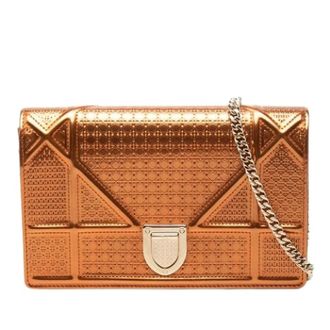 Dior Pre-owned Diorama Wallet on Chain - - Pre-owned - Donna - Arancione - ONE SIZE