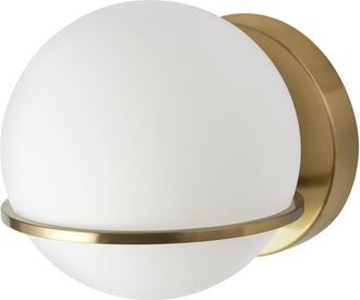 Dainolite 1LT Halogen Wall Sconce, AGB with WH Opal Glass
