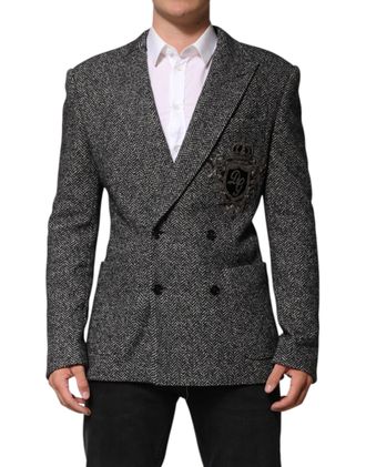 Dolce & Gabbana Black White Double Breasted Men Suit Mens Blazer