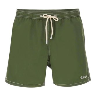 MC2 Saint Barth Beachwear, male, Green, Size: S Patmos - Swim Short With Back Flap Pocket