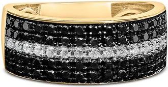 House of Brilliance Mens 14K Yellow Gold Plated.925 Sterling Silver 1.00 Cttw White and Black Diamond Cluster Ring in Yellow Gold Over Silver at