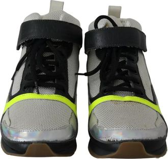 Jil Sander Fog Gray Neon Green Black Lace-Up Strap Womens Shoes (Pre-Owned)