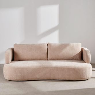 Maisons du monde Sof&aacute; de 3 plazas con asientos deslizantes aterciopelado beige