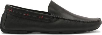 Kazar Zwarte mocassins met rode accenten - Heren - Loafers - Zwart - 43 EU - Leer - Schoenen