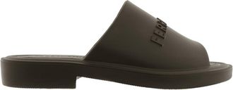 Ferragamo Giuneva Logo Embossed Slides, Size 9