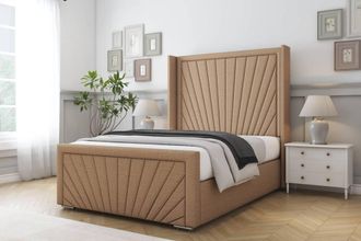 Comfort Beds Sunrise Dumfries Bed Frame With Mattress-50 Upholstered Wingback in Light Brown | Size: Single