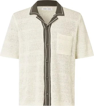 Sams&oslash;e & Sams&oslash;e Short-Sleeved Knit Shirt with Button Closure and Textured Finish