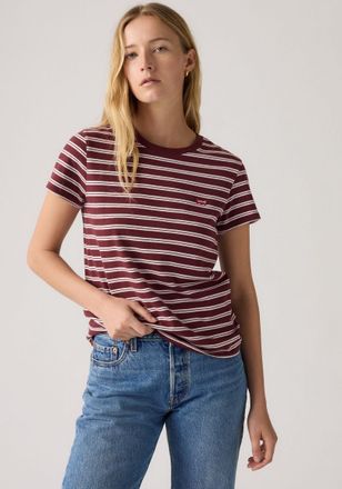 Levi's T-Shirt LEVIS PERFECT TEE, Damen, Gr. S (36), trudy stripe chocola, Single Jersey, Obermaterial: 100% Baumwolle, gestreift, figurbetont normal, Rundha