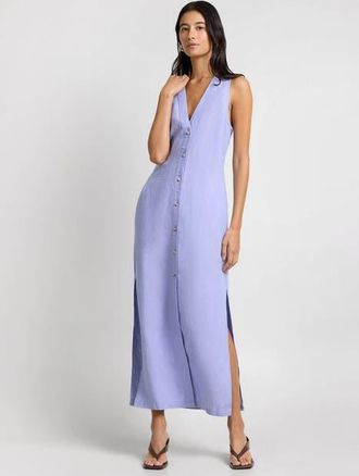 Onia Air Linen Button Down Maxi in Periwinkle at Nordstrom, Size X-Small