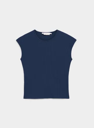 Contemporaine Womens Cap-sleeve fitted ribbed T-shirt