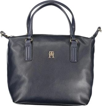 Tommy Hilfiger Tassen, Dames, Blauw, ONE Size, Polyester, Blauwe Polyester Handtas met Verstelbare Schouderband