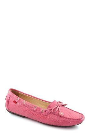 Marc Joseph New York Cypress Hill Leather Tiebow Driver Loafer in Pink Snake at Nordstrom, Size 6.5