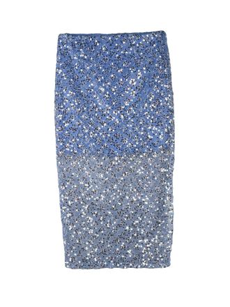 Marella Silver Light Blue Polyamide Metallic Polyester Skirt
