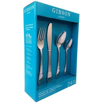 Gibson Home Mariano 24 Piece Flatware Set in Metallic Silver at Nordstrom