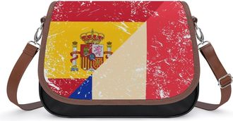 Generic Vintage France & Spain Flag Fashion Womens Crossbody Bags Novelty Handbag Shoulder Bag Purse