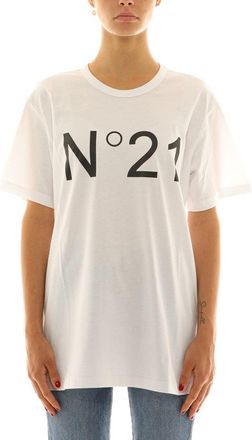 N°21 Boxy White Cotton Jersey T-Shirt