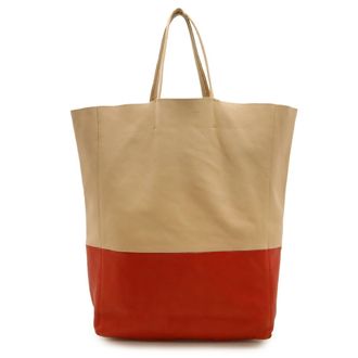 Celine Pink Beige Red Color Leather Shoulder Bag Tote Bag (Pre-Owned)