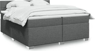 vidaXL Cama Box Spring Con Colch&oacute;n Tela Gris Oscuro 200x200 Cm Vidaxl