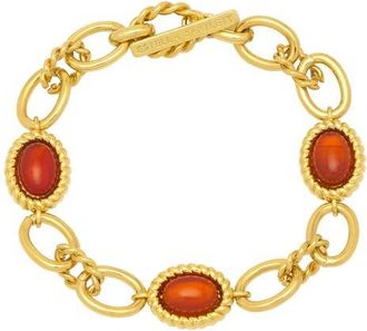 Estella Bartlett Chunky Semiprecious Stone Chain Bracelet in Red An Gold at Nordstrom