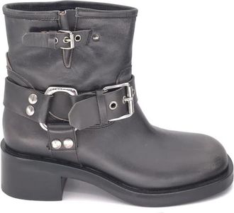 Strategia Biker Enkellaars - Dames - Enkellaarsjes - Zwart - 36 EU - Leer - Schoenen