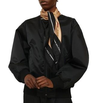 Balenciaga Black Scarf Bomber Jacket Size XS