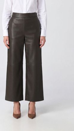 Max Mara S Max Mara Pantaloni cropped in pelle sintetica con design a gamba larga