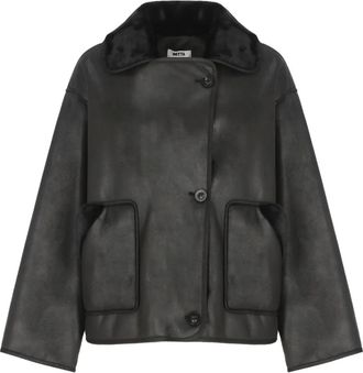 Betta Corradi Jas met bontkraag - Zwart